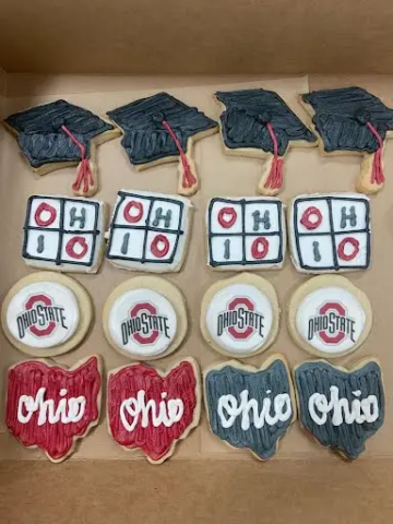 Ohio State University themed sugar cookies (Available only during the months of May/June)