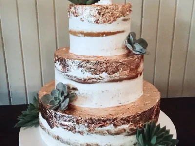 wedding cake with edible gold